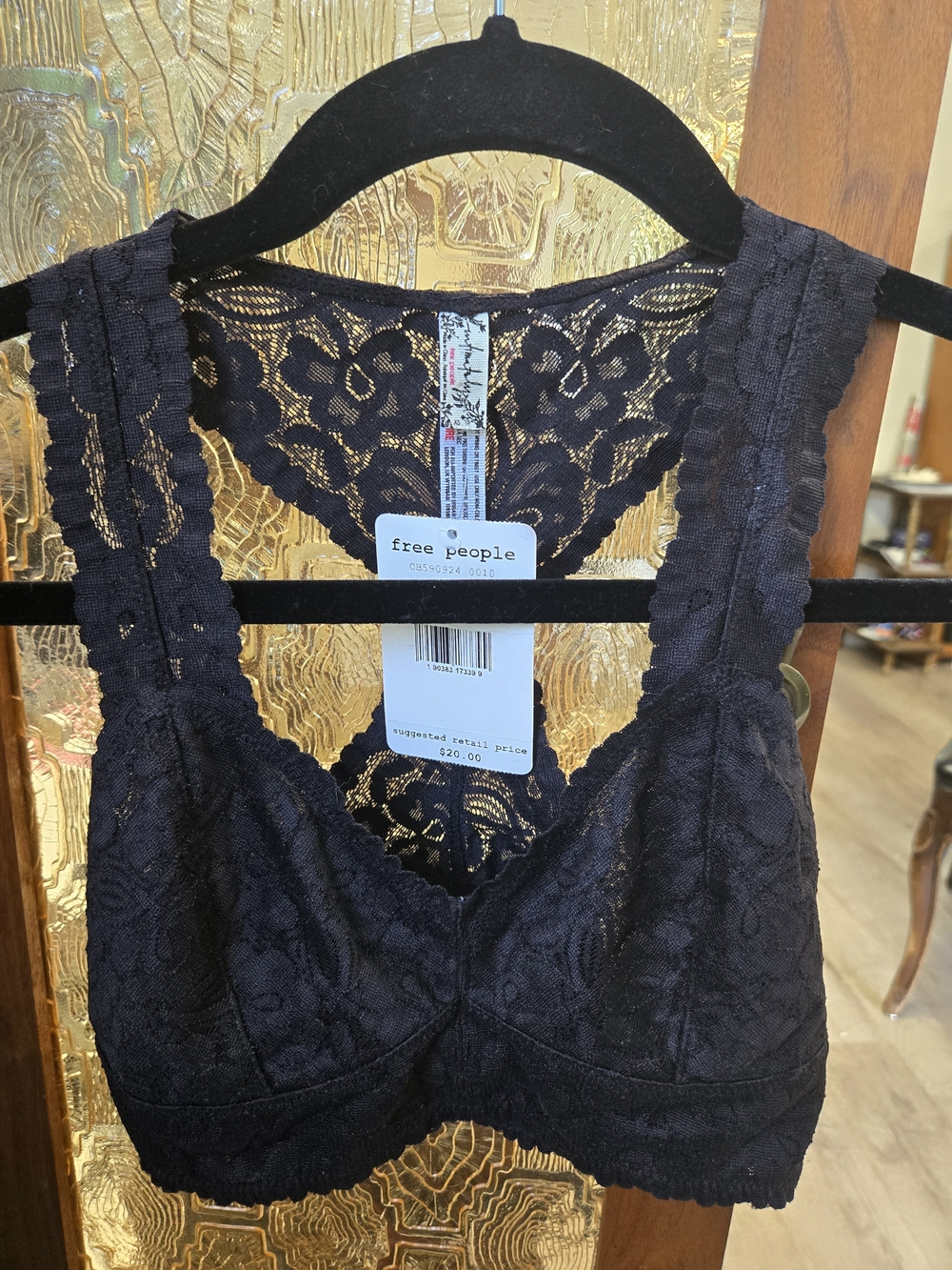 Free People Black Floral Lace Bralette